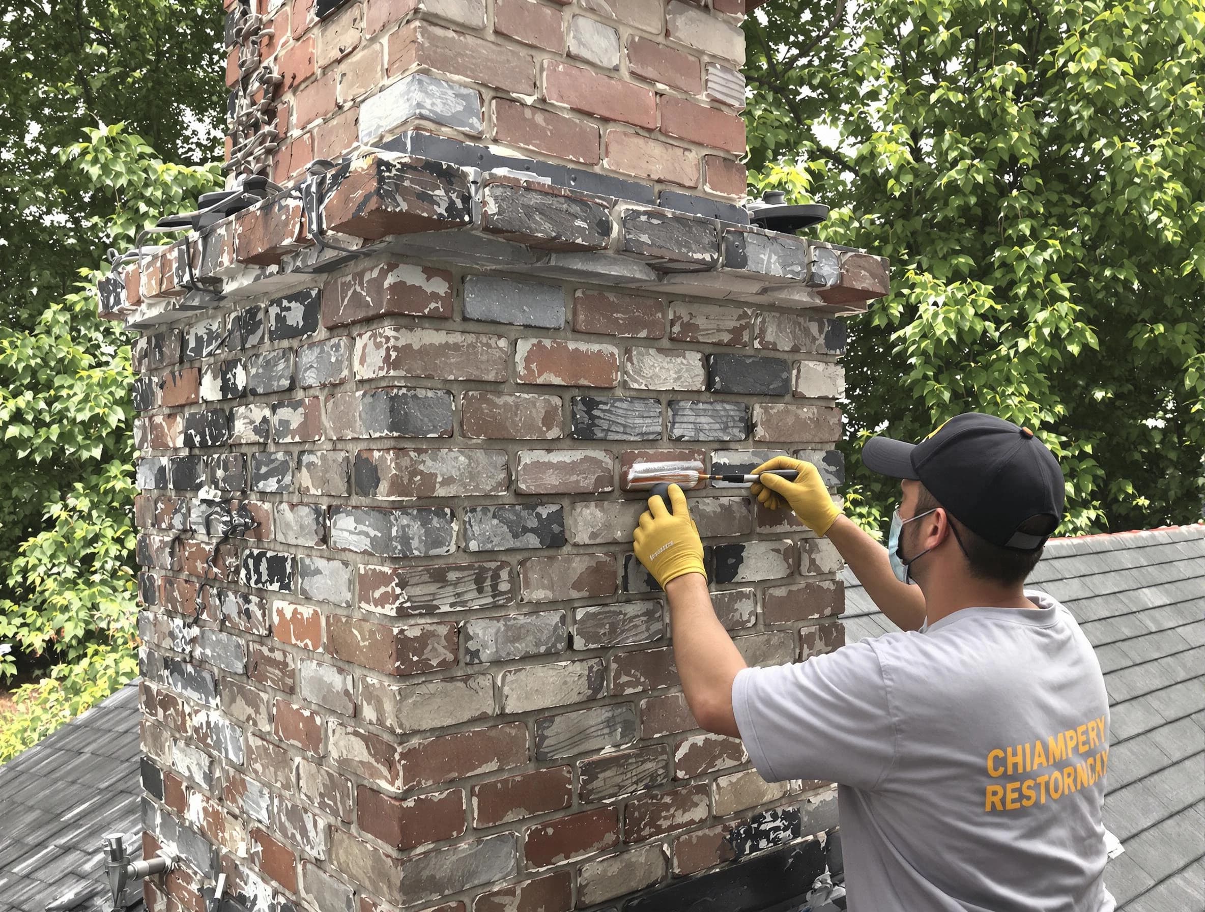 In-progress chimney restoration by Holly Springs Chimney Sweep in Holly Springs, GA