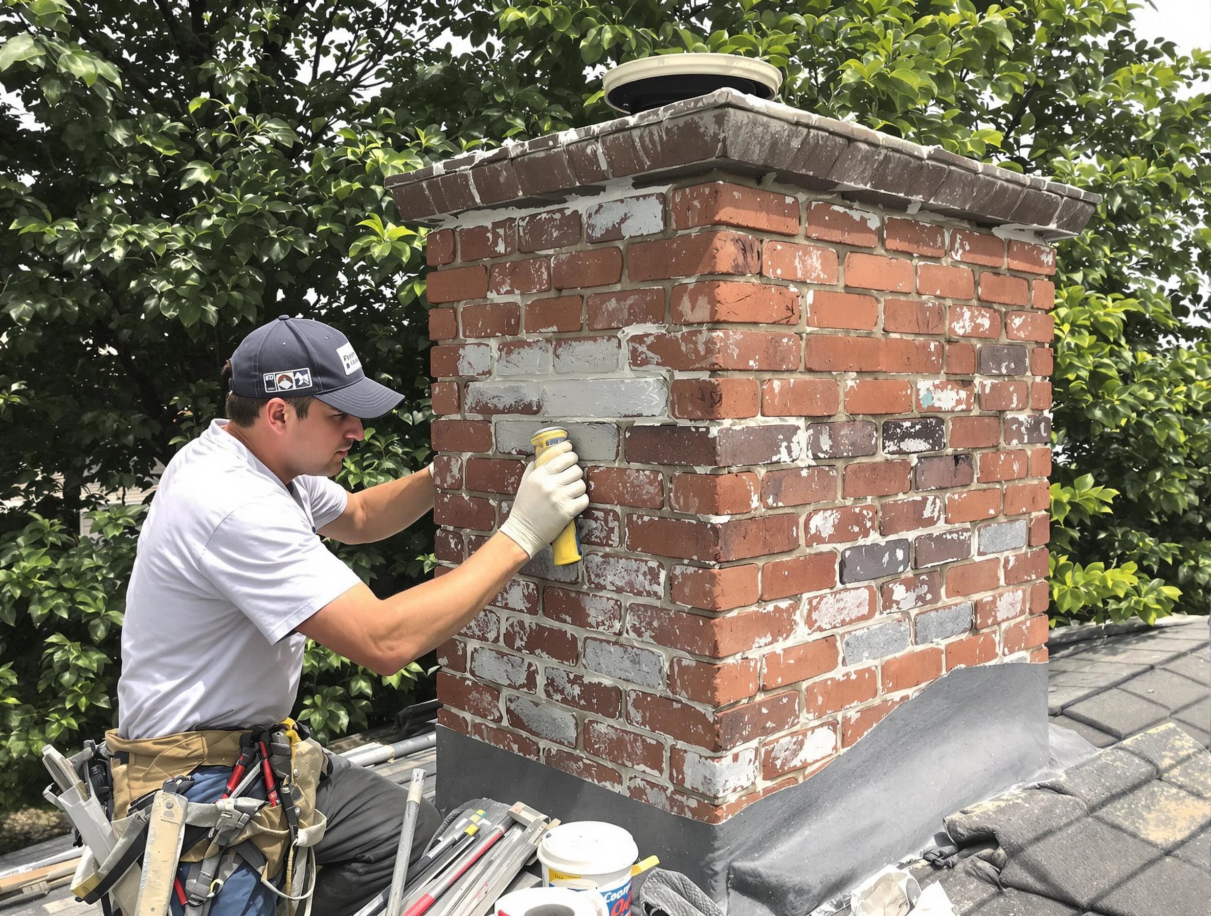 Holly Springs Chimney Sweep restoring an aging chimney in Holly Springs, GA