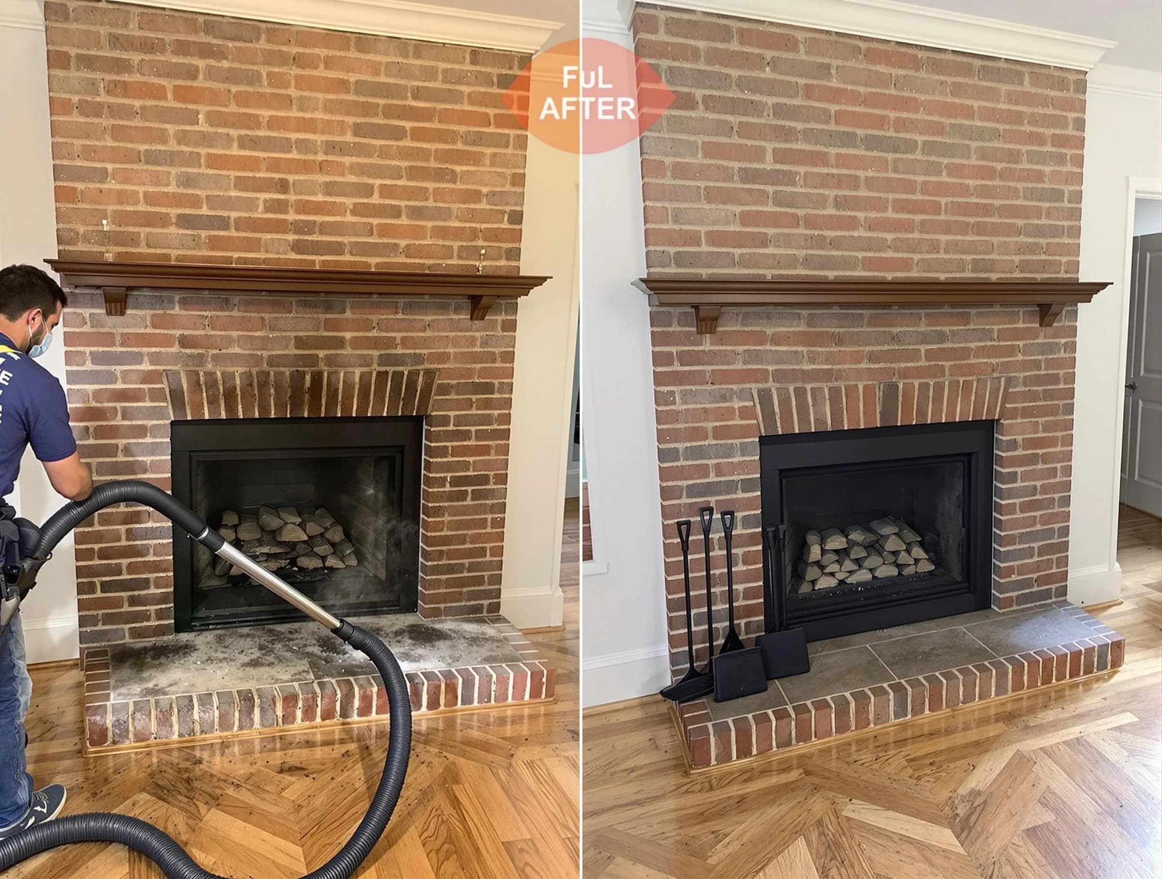 Holly Springs Chimney Sweep carefully sanitizing a fireplace in Holly Springs, GA