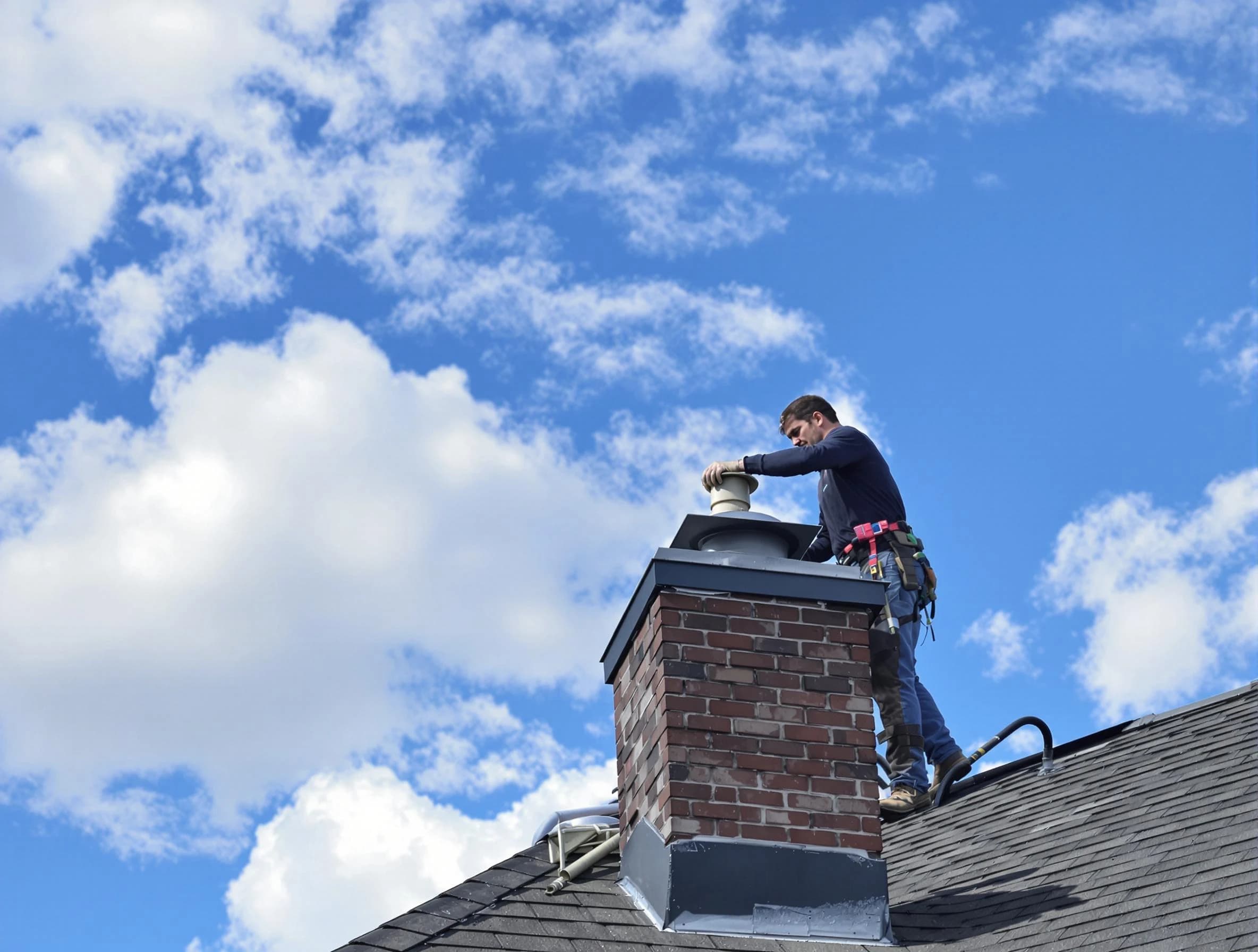 Holly Springs Chimney Sweep installing a sturdy chimney cap in Holly Springs, GA