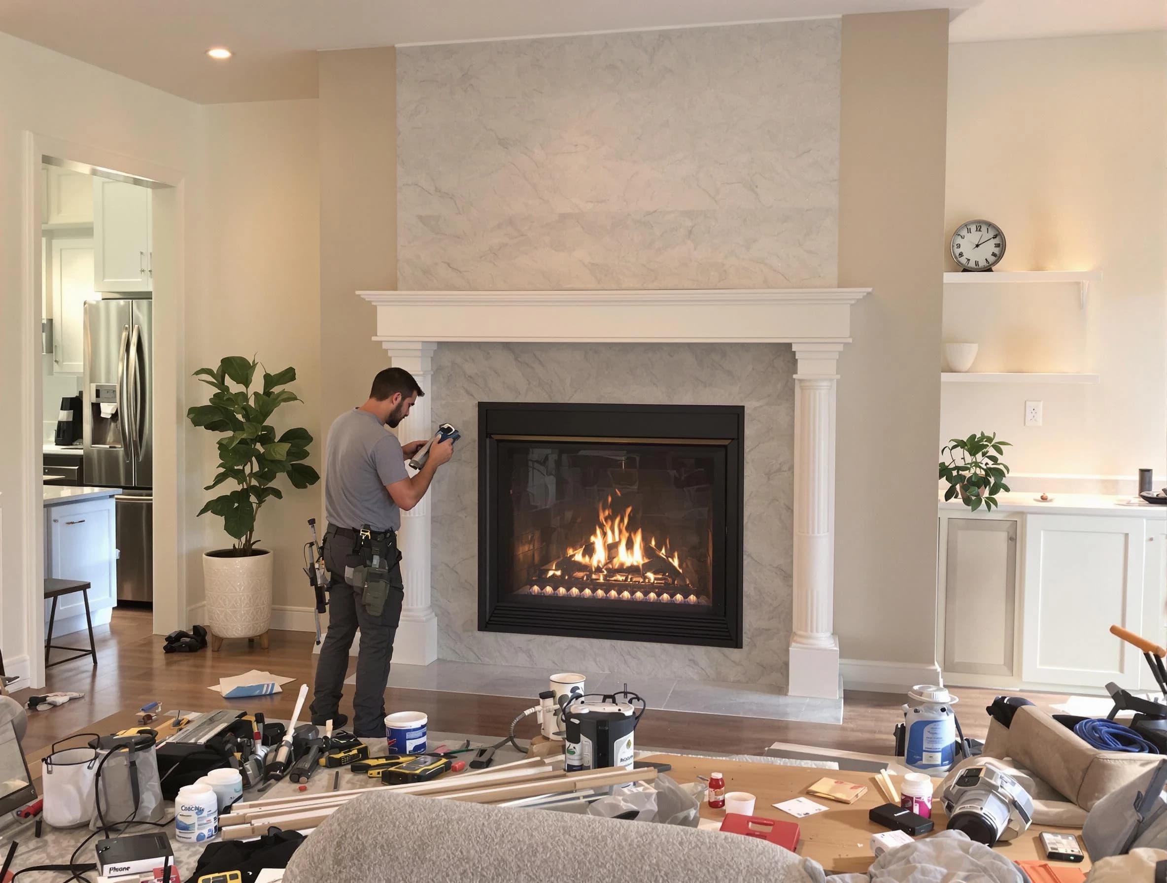 Newly installed fireplace by Holly Springs Chimney Sweep in Holly Springs, GA