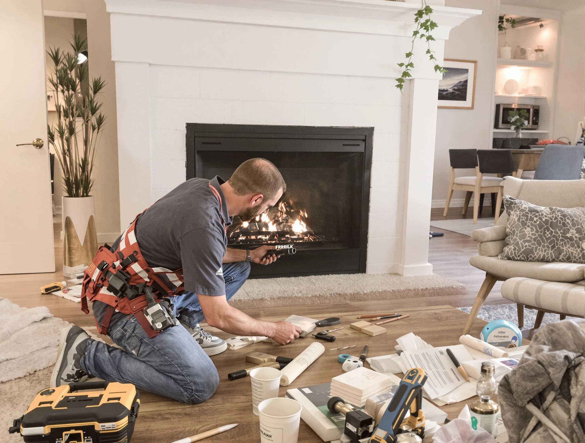 Holly Springs Chimney Sweep performing fireplace repair in Holly Springs, GA