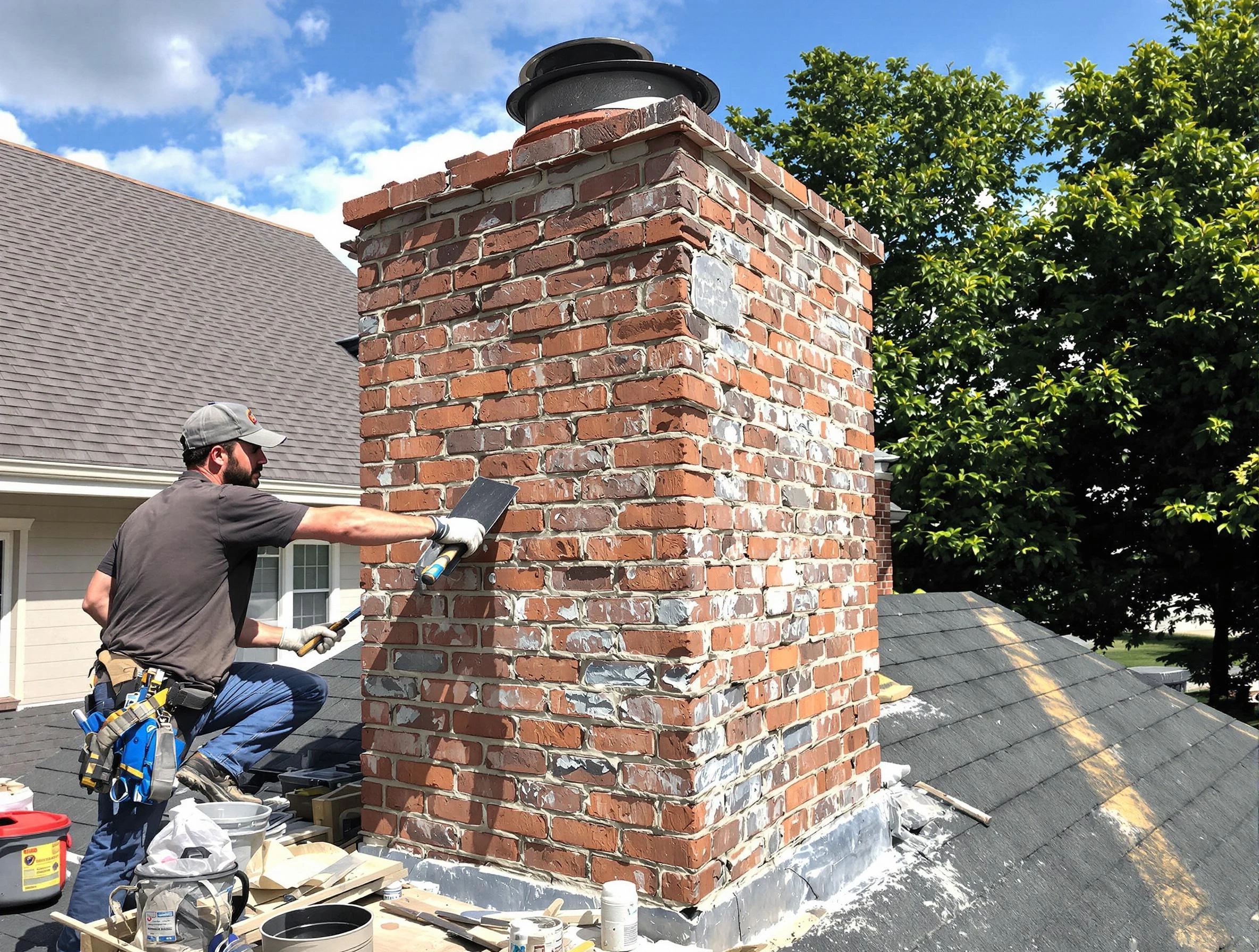 Completed chimney rebuild by Holly Springs Chimney Sweep in Holly Springs, GA
