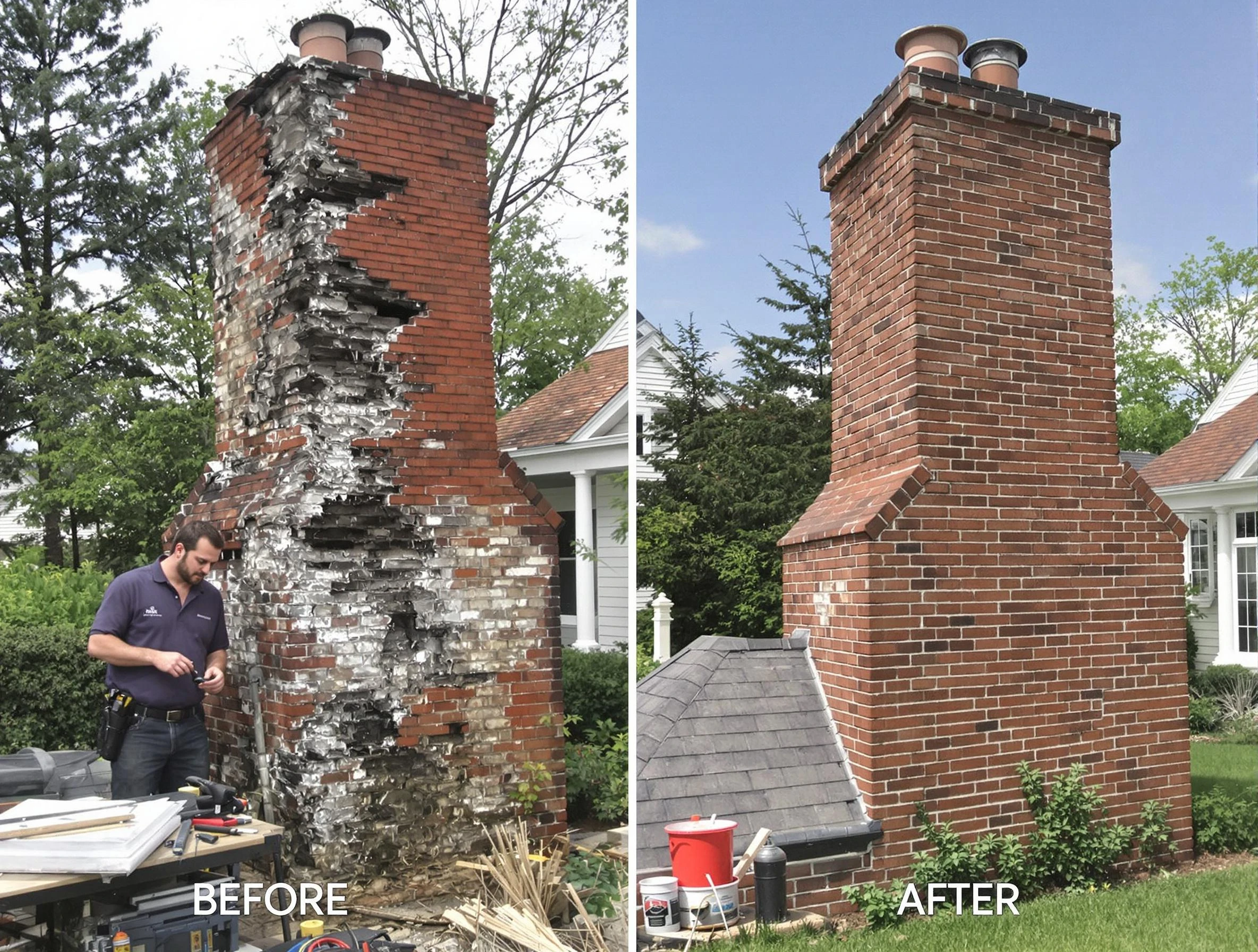Holly Springs Chimney Sweep performing a full chimney restoration in Holly Springs, GA