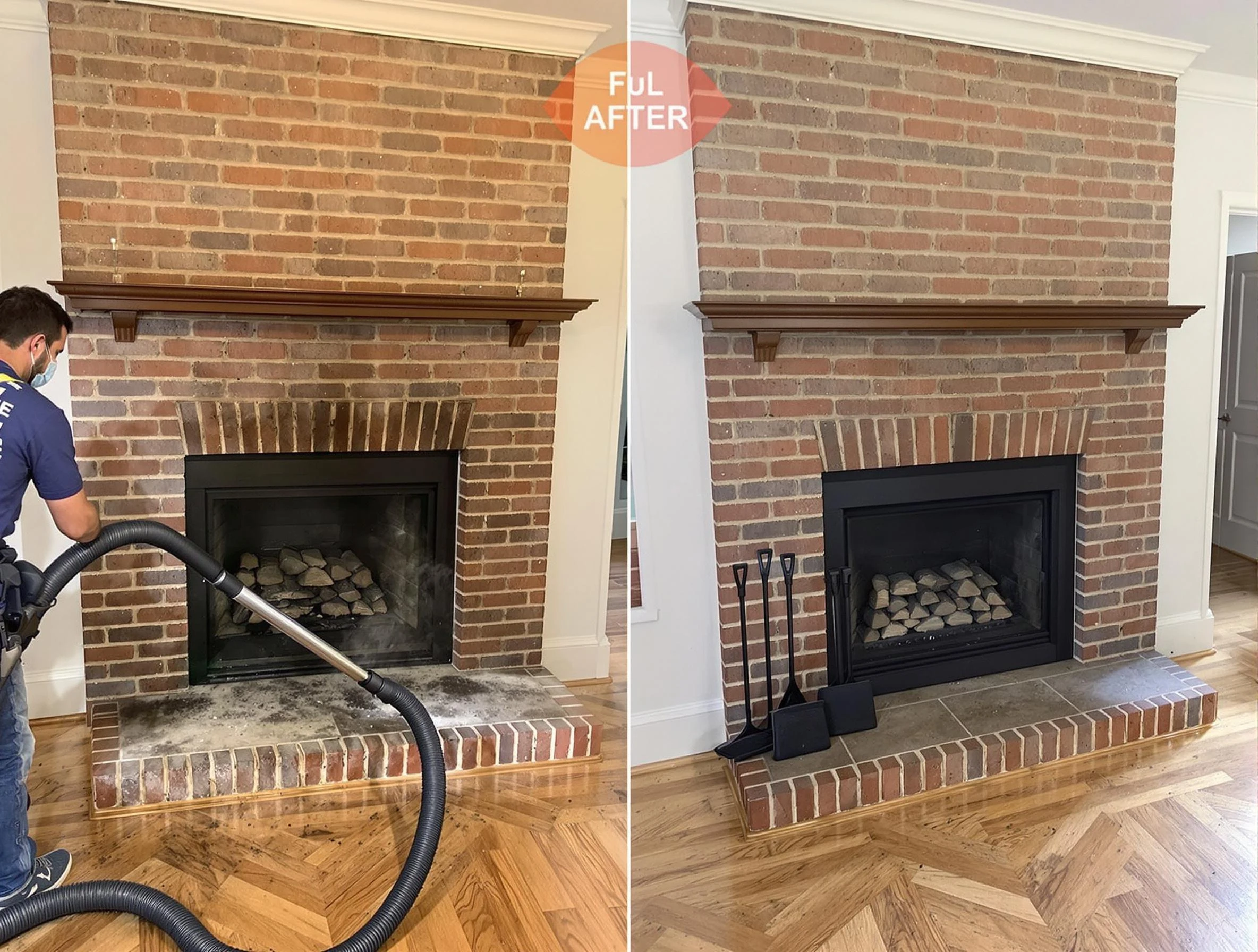 Holly Springs Chimney Sweep carefully sanitizing a fireplace in Holly Springs, GA